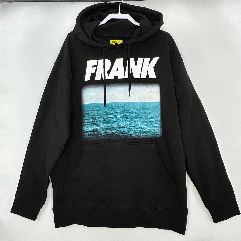MARKET FRANK Ocean Graphic Hoodie Black XXL Oversized Streetwear Y2K Rare NWOT